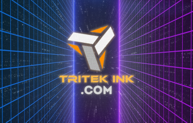 Gambar tampilan homepage website resmi Tritek Ink yang menyediakan layanan servis printer, komputer, dan laptop di Karawang